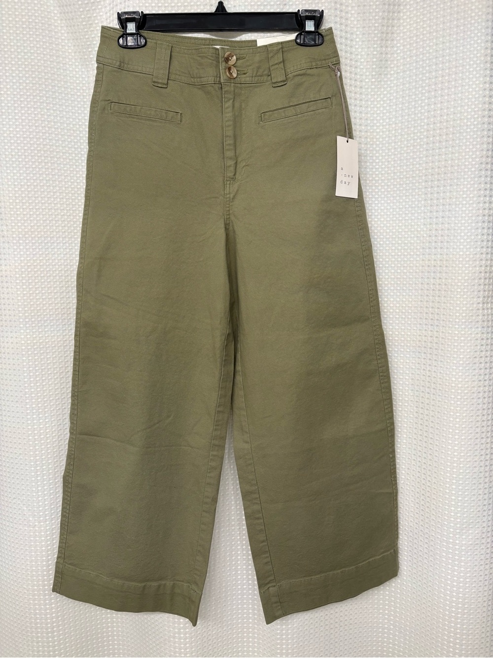 A New Day Olive Green High Rise Wide Leg Crop Pants NWT Size 2